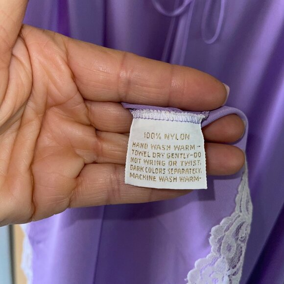Lucie Ann Vintage Womens Nightgown Size Small Lavender Lace Tie Front - Picture 13 of 14